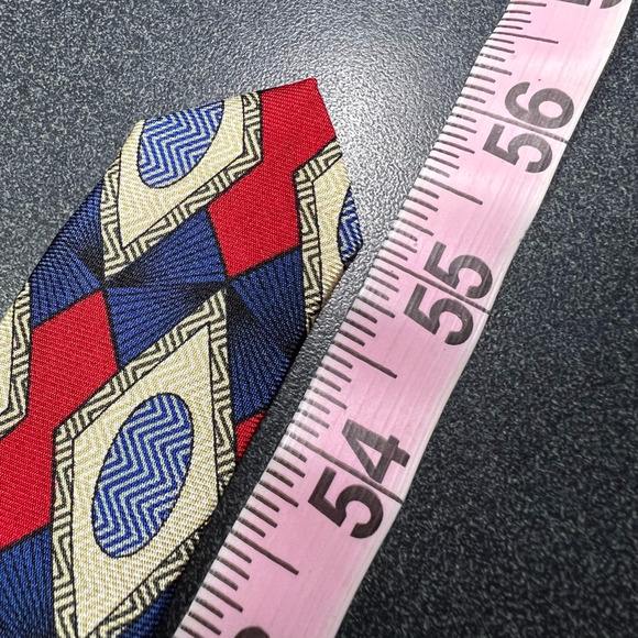 Christian Dior Mens Tie Necktie Multicolor Diamond 100% Silk Tied Wide Short New - Picture 4 of 6